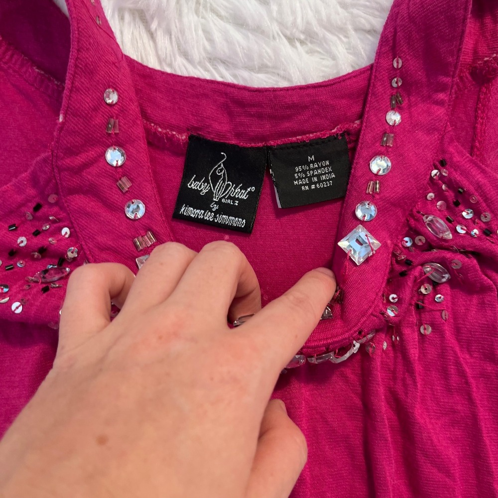 y2k baby phat hot pink rhinestone tank top medium - Picture 4 of 7